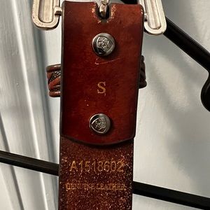 Ariat brown leather belt with crosses